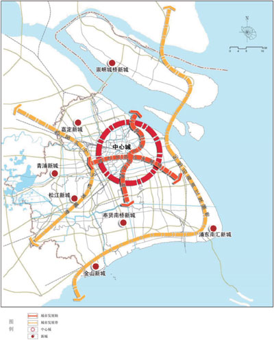 上海市城市化战略格局示意图 上海市城市化战略格局示意图